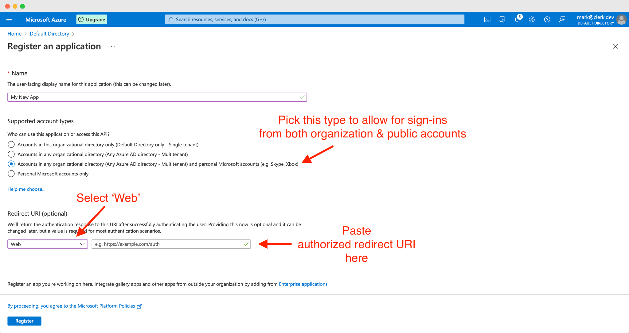 Filling required fields