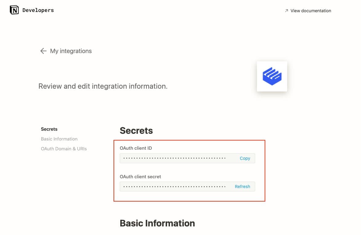 Copying values from the Notion dashboard